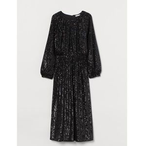 H&M Black Sequin Midi Dress